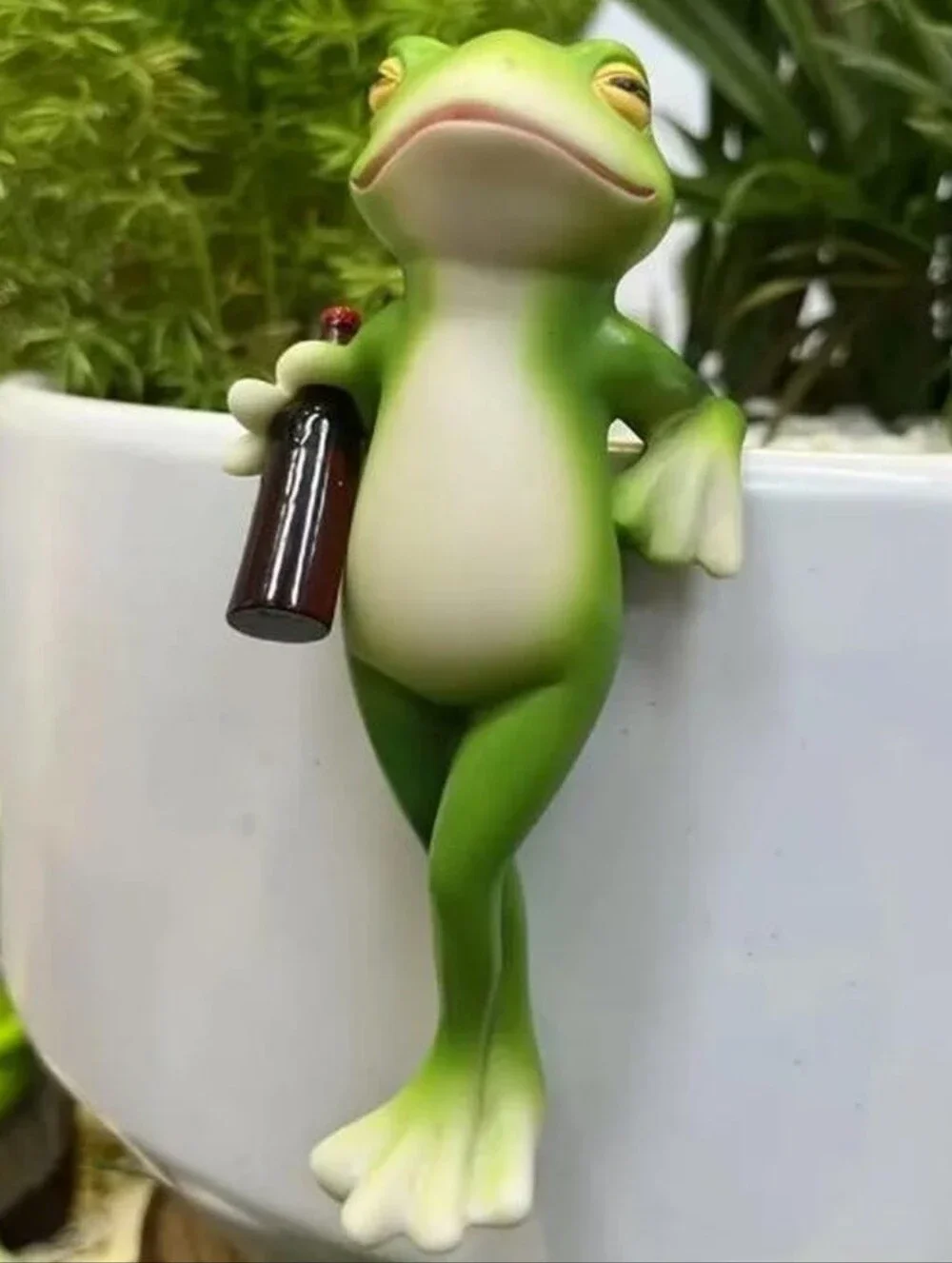 3pc Set Funny Drinking Frogs Resin Planter Garden Aquarium Decor. NWT